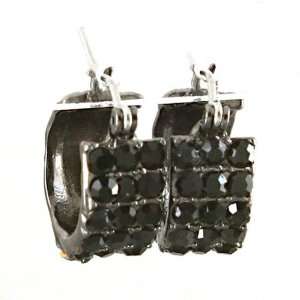  Black Fashion Huggie Earrings for Women with Three Rows 