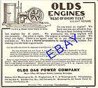 NEAT 1907 OLDS GASOLINE ENGINE AD GAS LANSING MICHIGAN
