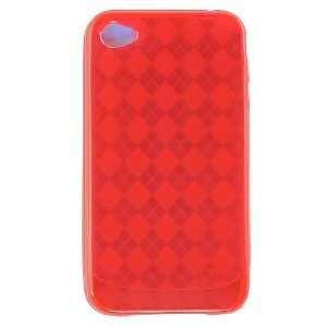 Red Checker Soft Crystal Skin Gel Cover Case for Apple Iphone 4 4g 