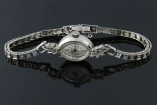   14K Estate WG 1.5 CT CTW Wrist Watch Diamond Band 17 Jewel  