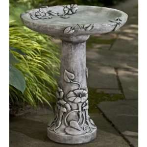   Morning Glory Pedestal Cast Stone Bird Bath Patio, Lawn & Garden