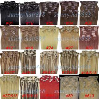 208 pcs Remy Clip In Human Hair Extensions 100g Multiple 20 Colors 