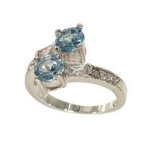   Ring in Pale Blue Aqua Spinel and Cubic Zirconia Size 5 Jewelry