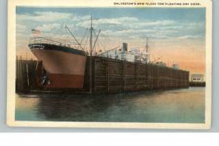 GALVESTON TX 10,000 Ton Floating Dry Dock Old Postcard  