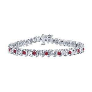    Ruby and Diamond Tennis Bracelet  Platinum   5.00 CT TGW Jewelry