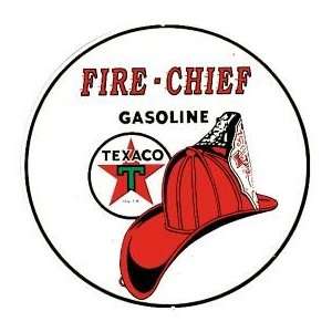  Texaco Gas Fire Chief Round Metal Sign   Mini Plaque 