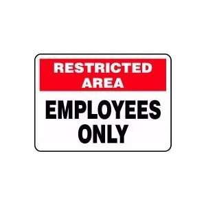   Area Employees Only 10 x 14 Aluminum Sign