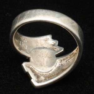 Sterling Silver Southwestern Motif Ring with Opal Hallmarked Vintage 