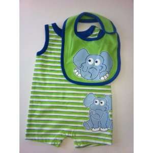   Blue,green & White Romper with Bib   Newborn   Cool Baby Clothes Baby