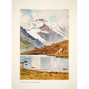 1907 Color Print Jungfrau Kleiner Scheidegg Swiss Alps Switzerland 