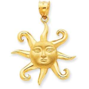  Satin Sun Pendant in 14k Yellow Gold Jewelry