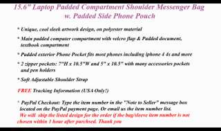 15.6 in Laptop Shoulder Messenger Bag w. Side Phone Pocket Carrying 