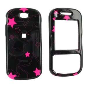  For Samsung Trance Hard Plastic Case Pink Stars Black 