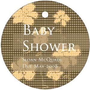 Baby Keepsake Brown Flower Gingham Design Circle Shaped Personalized 