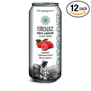 Steaz Zero Calorie Iced Teaz, Raspberry , 16 Ounce (Pack of 12 