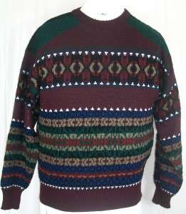 Bugle Boy Crewneck Sweater Sz Med Multi Burundy & Black  