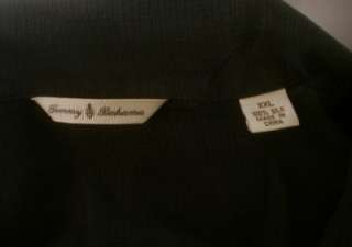Embroidered Black Panel Tommy Bahama 100% Silk Lounge Club Camp Shirt 