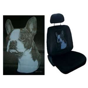  Car Truck SUV Boston Terrier Dog Print Seat Covers 2 Black 