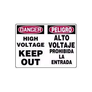  HIGH VOLTAGE KEEP OUT (BILINGUAL) Sign   14 x 20 .040 