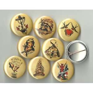 Sailor Jerry Lot of 8 1 Pinback Buttons/Pins