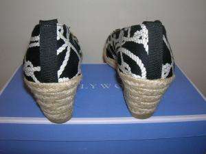 HOLLYWOOD $175 Black Rope Canvas Espadrilles Shoes 9.5  