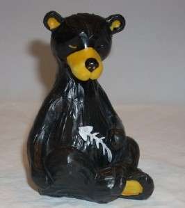Black Bear w/Fish Bones Resin Figurine Figure  