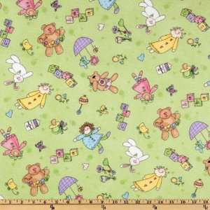  44 Wide Bouncing Baby Flannel Toys Lime Fabric By The 
