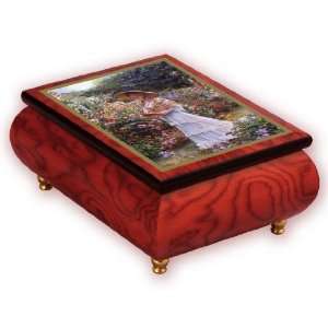  Ercolano Wooden Box with Image, Quiet Garden 18 Note Tune 