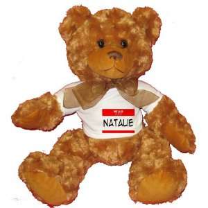  HELLO my name is NATALIE Plush Teddy Bear with WHITE T 