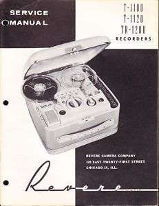REVERE SERVICE MANUAL T 1100 TAPE RECORDER   1958  