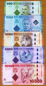 SET, Tanzania, 500;1000;2000;5000;10000 2010 (2011) UNC  