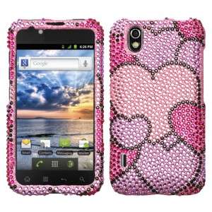  Crystal Diamond BLING Hard Case Snap On Phone Cover Cloudy Hearts