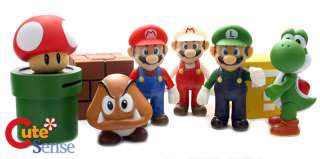 Super Mario Bro Figure w/Coin Bank 9pcYoshi Toad Luigi  