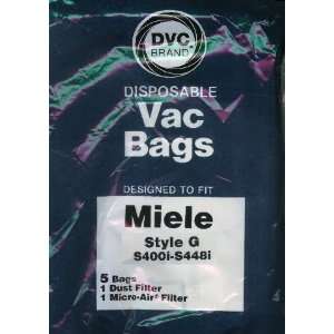  DVC Brand Type G Paper Bag 5 Pack & 2 Filters to fit Miele 