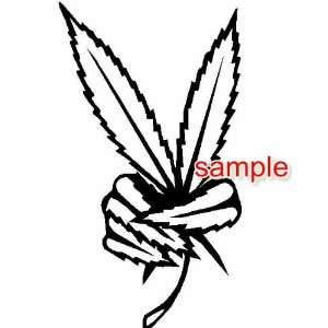  WEED PEACE SIGN WHITE VINYL DECAL STICKER 