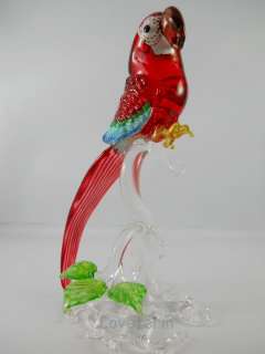   RED PARROT MACAW HANDMADE BLOWN GLASS MINITURE FIGURINE G64  