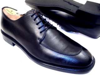   Ferragamo Mens Black Dress Shoes Blucher Derby Oxfords 8.5 D  