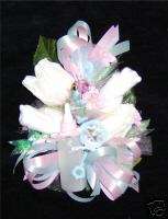Baby Shower Corsage baby Socks Pink & Blue Ribbons  
