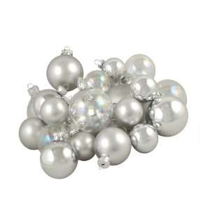  Club Pack of 23 Clear Iridescent & Silver Glass Ball 