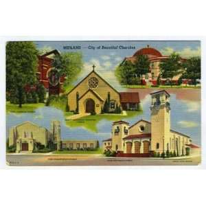  Midland Texas City of Beautiful Churches Postcard 1952 