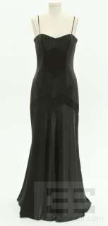 Black Satin Quilted Bodice Sweetheart Neck Gown Size 8  