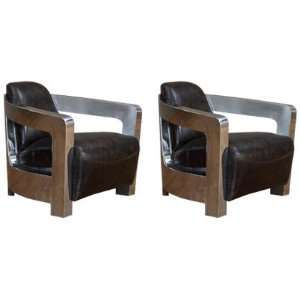   Coupe Chair Set of 2 Leonard Ready To Ship Stainless Leather Coupe