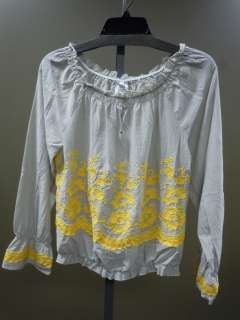   Jane Peasent Top with Mustard Embroidery Stitch Uncle Frank Boho Chic