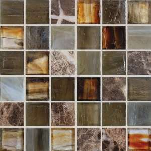 Marron 1 x 1 Brown 1 x 1 Glossy Glass and Stone Tile 