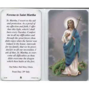 Novena to Saint Martha Laminated Holy Card (Religious Art LHC MA 