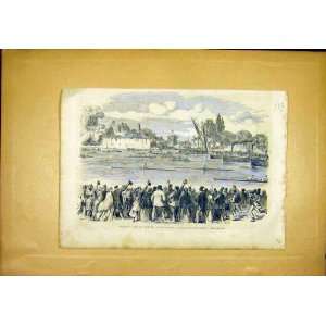  Regatta Tamise River Boats Crowd French Print 1866