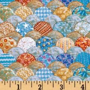  44 Wide Sea Quilts Scallops Blue Fabric By The Yard 