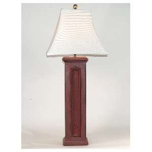   American Made Tall Brick Red Wood Table Lamp