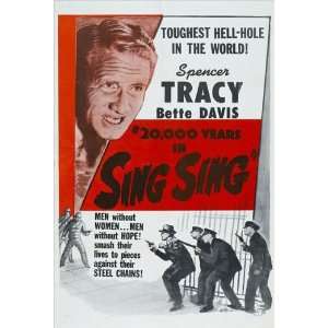  20,000 Years in Sing Sing Poster 27x40 Spencer Tracy Bette 