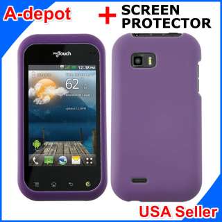 Mobile LG myTouch Q C800 Purple Rubberized Hard Case Cover +Screen 